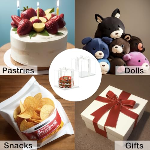 Transparent Cake Box Set - 2 Pcs 4" Cake Carrier with Lids