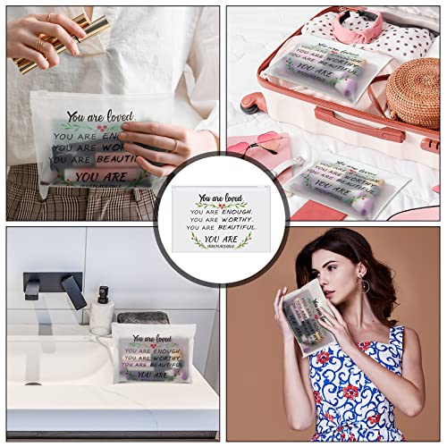 60 Pcs Inspirational Quote Makeup Bags - Waterproof EVA Cosmetic Pouch