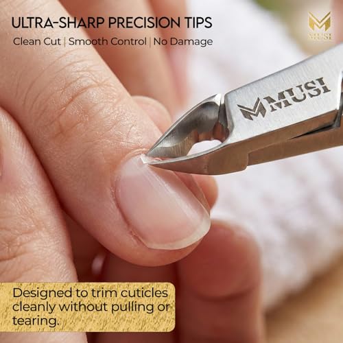 MUSI Stainless Steel Cuticle Nipper - Precision Nail Cutter for Manicure & Pedicure