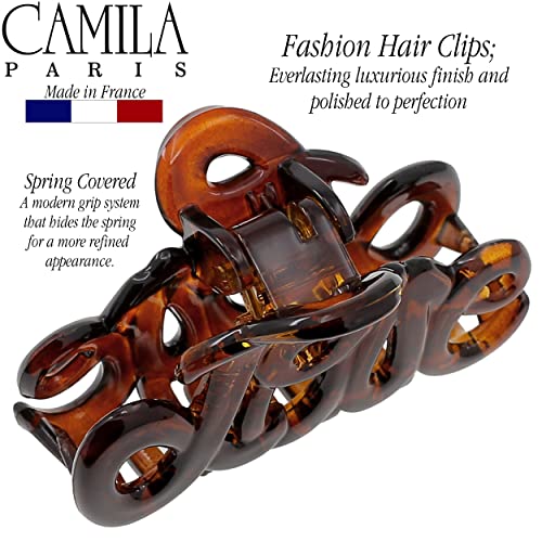 Camila Paris French Hair Claw Clip 2 Inch Brown Tortoise Style Durable Hair Accessory