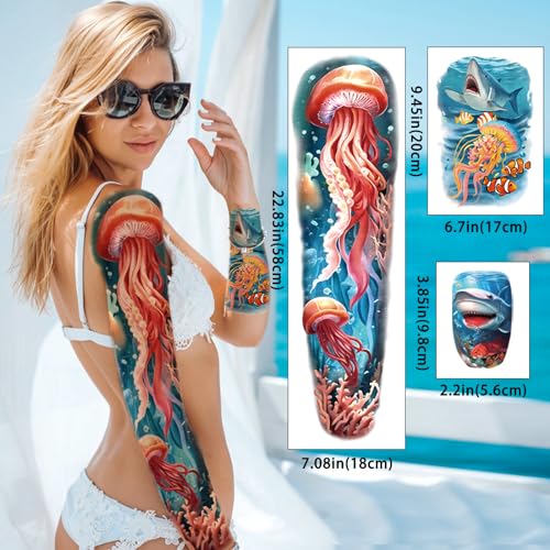 Ocean Style Temporary Tattoos Set for Adults - 46 Waterproof Stickers