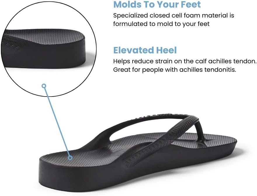 Archies Arch Support Flip Flops | Orthotic Sandals for Plantar Fasciitis Relief - Lightweight, Cushioning & Shock-Absorbing Comfort