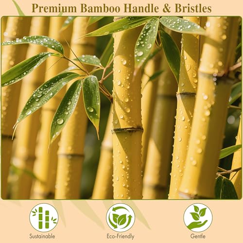 BFWood Bamboo Paddle Hair Brush - Yellow Bamboo Bristle Detangler & Scalp Massager