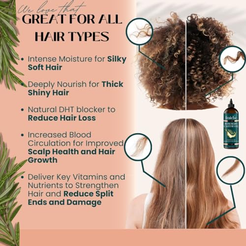 Live Fraiche Rosemary Castor Oil for Hair Growth - 16 Fl Oz, Pack of 1