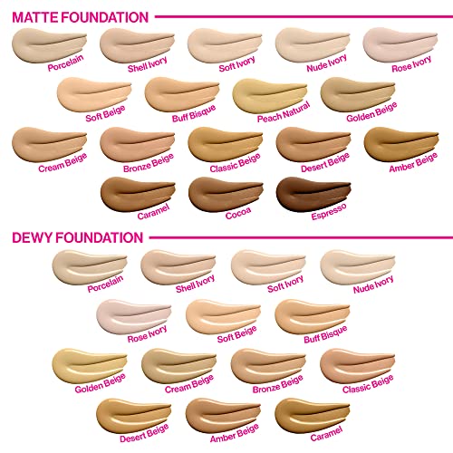 Wet n Wild Dewy Liquid Foundation Bundle - Soft Beige & Buff Bisque, Medium to Full Coverage, Vegan & Cruelty-Free Makeup