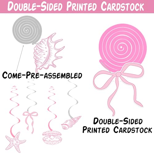 20-Piece Pink Foil Swirls with Seashell Cutouts - Beach Party Decorations