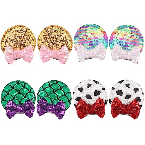 8-Pack Sequin Mouse Ear Hair Clips for Girls and Adults – Costume Accessory