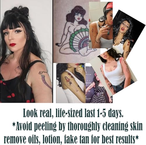 Rehab Singer Inspired Fake Temporary Tattoos - Halloween Costume Accessories
