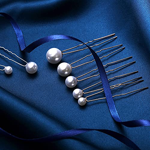 Charonle Gold Wedding Pearl Hair Pins 32 Pcs U Shape Bridal Hair Accessories