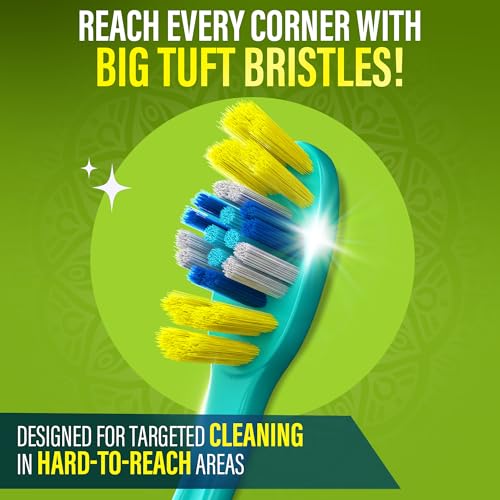 GuruNanda Silent Force Toothbrush Pack of 2 – Big Tuft Bristles, Gentle, Eco-Friendly, BPA-Free, Ergonomic Handle, Deep Cleaning & Plaque Removal