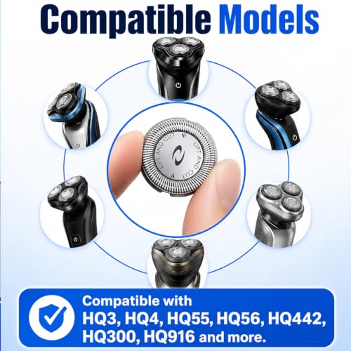 3PCS Replacement Shaver Heads Compatible with Philips Norelco HQ3 HQ4 HQ55 HQ56 HQ6 - Easy Install & Clean
