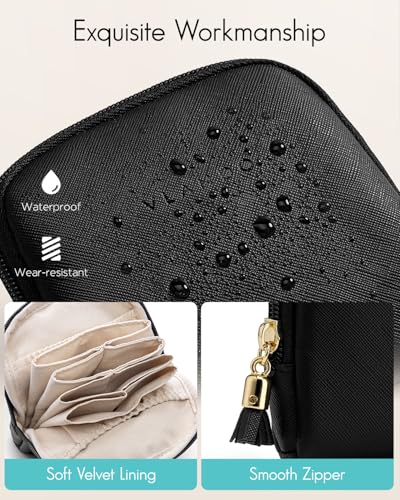 VLANDO Travel Jewelry Case - Compact Velvet Organizer with Zipper