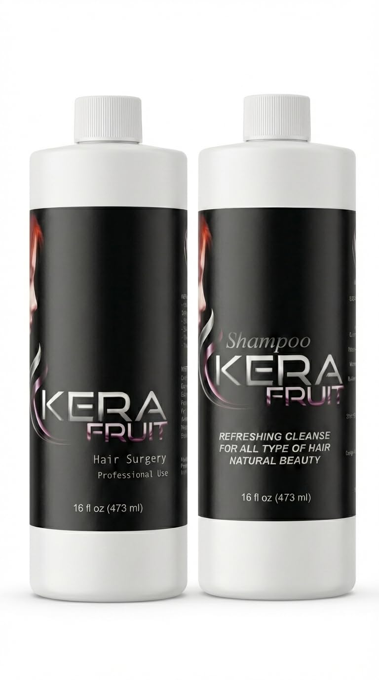 KERA FRUIT Hair Conditioner, 16 OZ - Cirugia Capilar Smoothing Treatment for Frizzy Hair, Controls Volume and Frizz, Deep Hydration, Includes Shampoo, Rapid Delivery