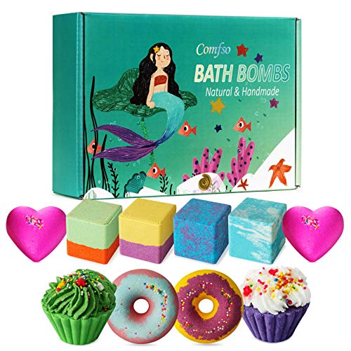 comfso Bath Bombs Gift Set for Kids - 10 Natural Scented Bombs