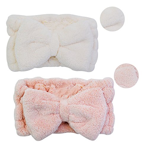 Chloven 2 Pack Microfiber Bowtie Headbands for Makeup & Skincare