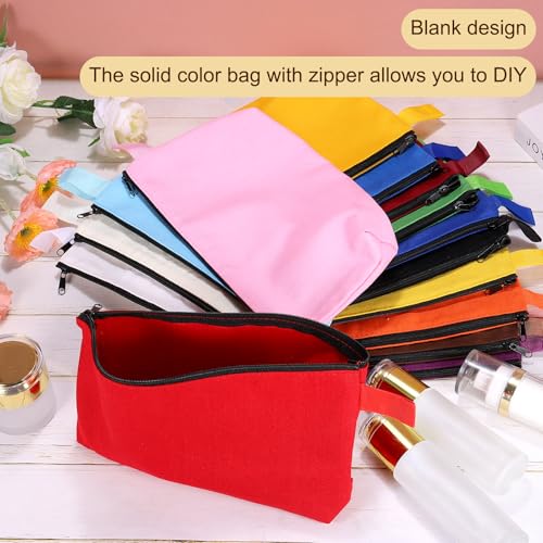 uxcell Canvas Makeup Bags - 10 Pcs Blank DIY Cosmetic Zipper Pouches