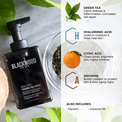 Blackwood For Men BioNutrient Foaming Face Wash 4.5 Fl Oz - Gentle Daily Acne & Sensitive Skin Cleanser