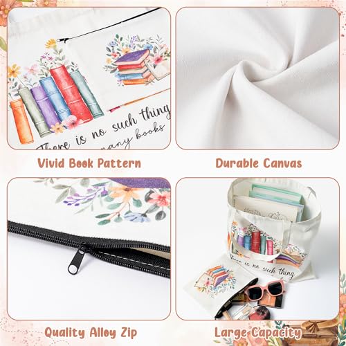 Y1tvei Canvas Tote Bag with Makeup Pouch - Reusable Gift