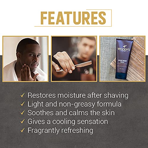 Woody's Shave Relief Balm for Men - Soothing Aftershave 6 Fl Oz