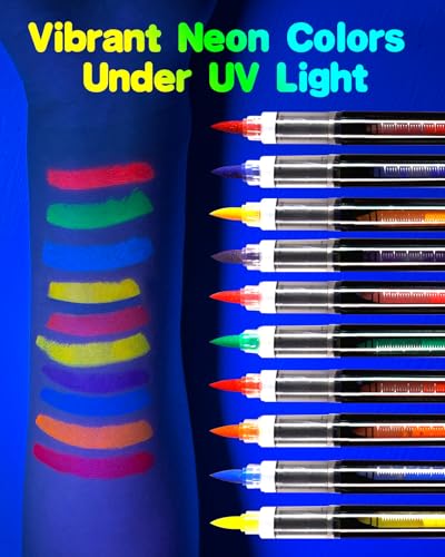 Oiomniv Glow in The Dark Face Paint Markers - 10 Multicolor Neon Pens
