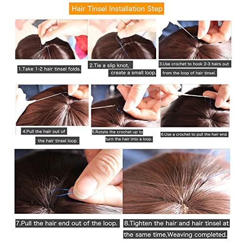 Edoneery Hair Tinsel Kit - 18 Colors, 3600 Strands, 48 Inch