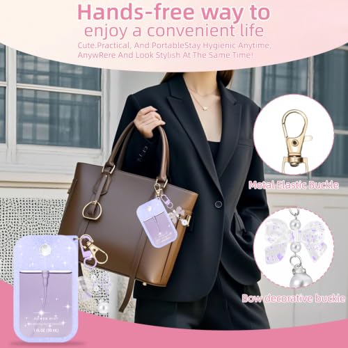 Touchland Hand Sanitizer Silicone Case with Bow Keychain - Pink/Purple/White