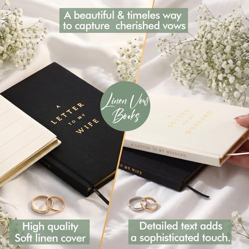 Elegant Set of 2 Wedding Vow Books for Bride & Groom - Gold Foil