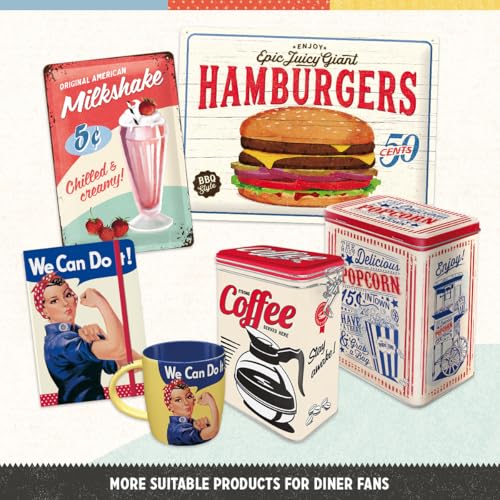 Retro USA Diner Hot Dogs Metal Sign | 7.9" x 11.8" Vintage Wall Art