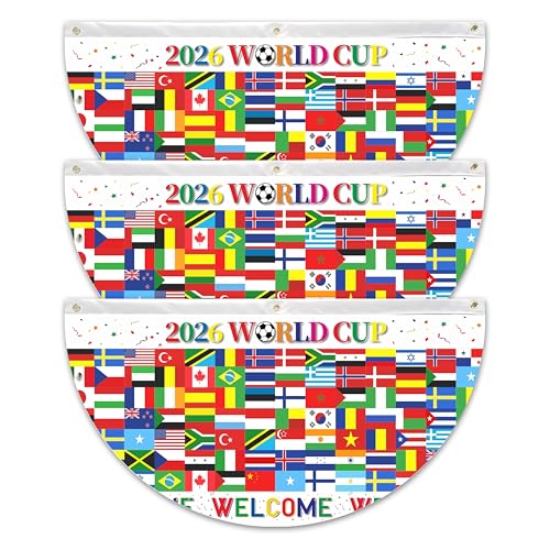 3-Piece World Flags Banner Set - 1.5x3 ft Party Decorations