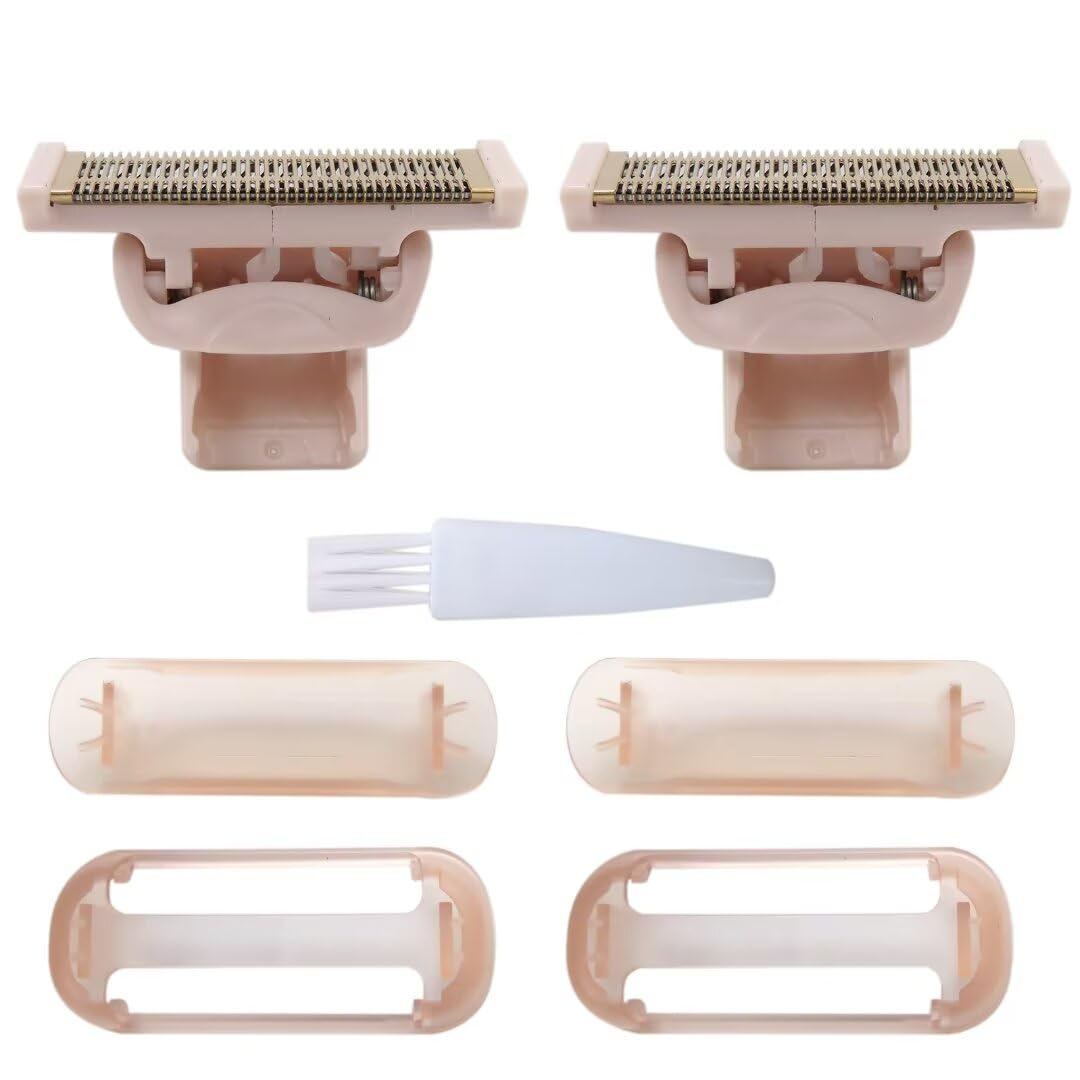 2Pcs 2024 Upgraded 2024 Upgraded Razor Replacement Heads Compatible for Flawless Nu Razor, Rose Gold Plated Body Hair Remover Replacement Head with Covers Compatible for Women