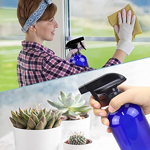 Bontip Blue Glass Spray Bottle Set - 16 oz Refillable for Plants & Cleaning (2 Pack)