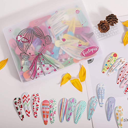 Multicolor 120 Pcs Funtopia Candy Color Hair Clips Set for Kids, Teens & Women