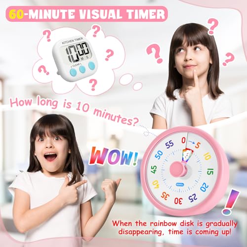 HIPPIH Visual Timer for Kids - Silent Countdown Timer with Rainbow Disk