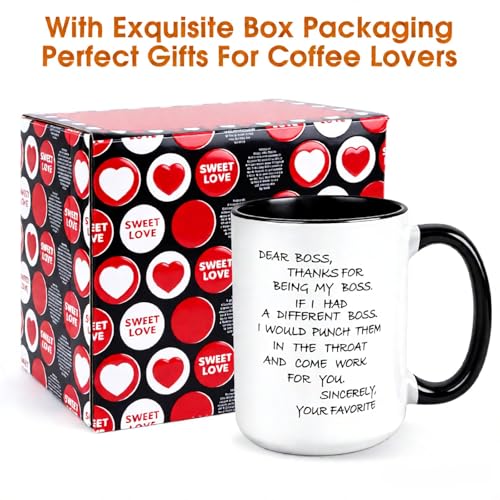Funny Boss Mug - Dear Boss Coffee Cup, 15oz Ceramic Gift