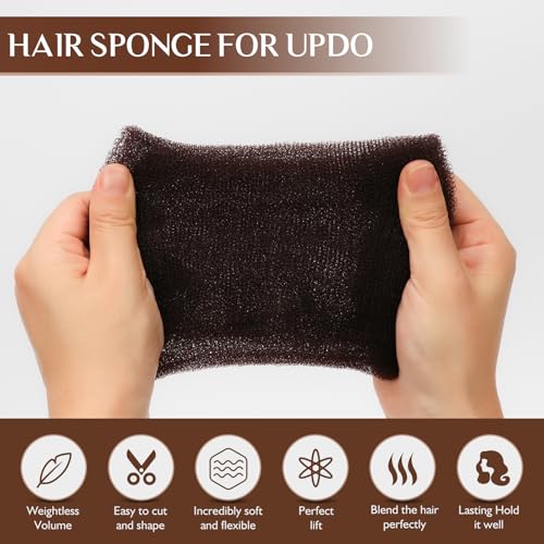 YGQQOY Dark Brown Hair Sponge Updo Hair Filler & Volume Bun Maker Kit