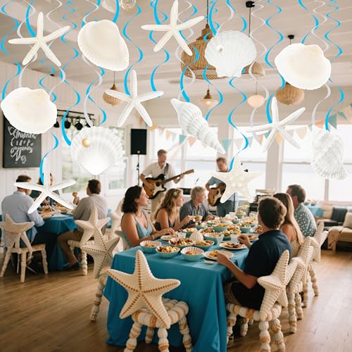 21pcs Beach Seashell Hanging Swirl Decorations for Parties