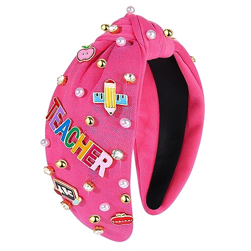CEALXHENY Pattern H Teacher Headband with Crystals & Charms, Teacher Appreciation Gift