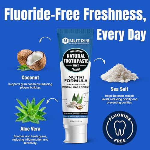 Nutri 11 Natural Whitening Toothpaste - Fluoride-Free Enamel Care