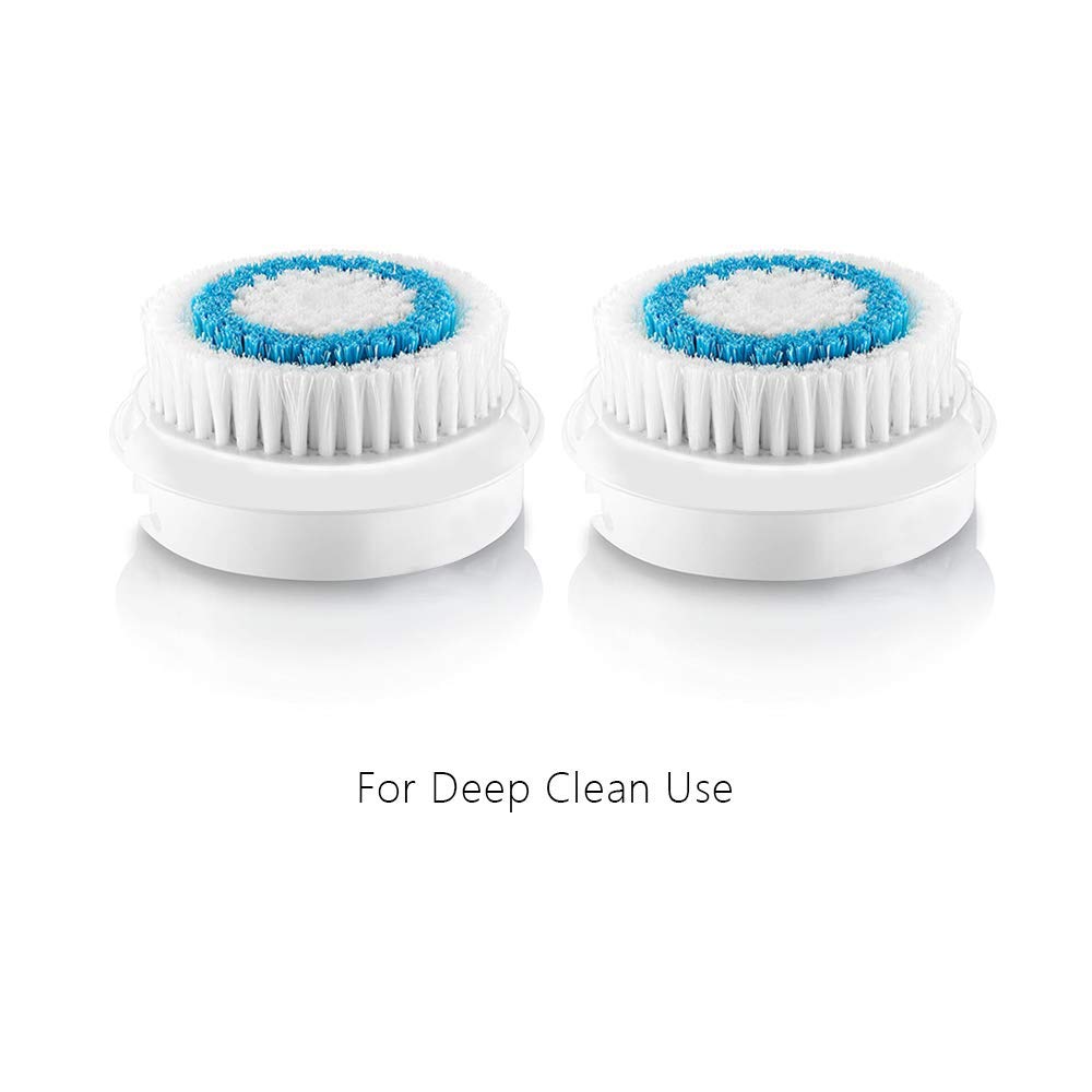 Replacement Facial Cleansing Brush Heads, Facial Cleansing Brush Head, Exfoliator Facial Brush Heads, for Acne Prone, Clogged and Enlarged Pores Sensitive Skins (Blue/2 Pack)