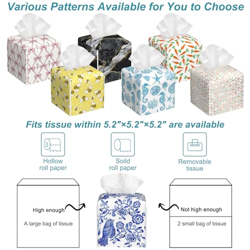 Watercolor Floral Leather Tissue Box Cover - Compact Design for Home & Office