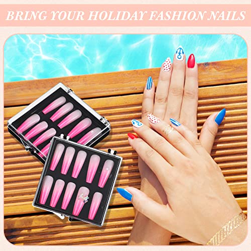 Black 15 Pcs Press-On Nail Box Set with Acrylic Display Case, Nail Organizer