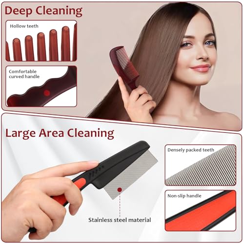 Dandruff Removal Comb Set - Scalp Detox Brush & Stainless Steel Comb