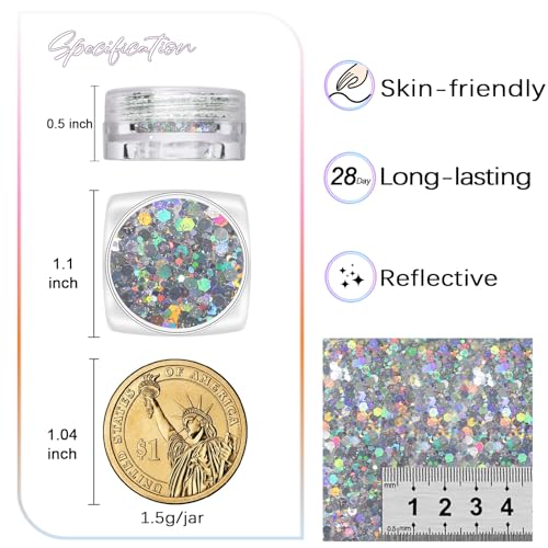 Laza 8-Color Iridescent Nail Art Glitter Powder Set