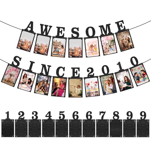 Sweet 16 Birthday Banner with Photo Display | Glitter Milestone Decor