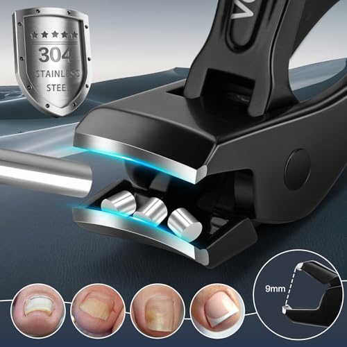 Vepkuso Black Toenail Clippers Set for Thick Nails - Heavy Duty Stainless Steel