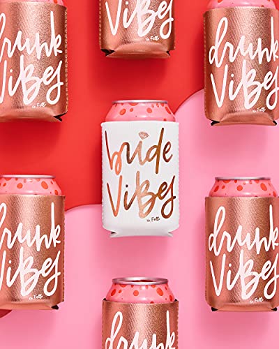 Bride Vibes Can Cooler Set - 10 Pack, White & Rose Gold