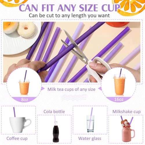 Tessco Jumbo Purple Boba Straws - 600 Pcs 9.84" Smoothie Straws