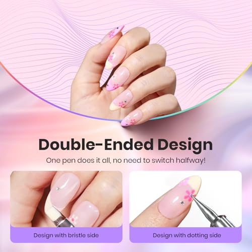 Beetles 8Pcs Double-Ended Nail Art Brush Set with Stickers