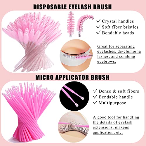 Pink 554 pcs Eyelash Extension Supplies Kit with Gel Pads, Tapes, Glue Rings