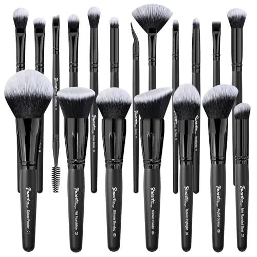 Bueart Design 19-Piece Professional Makeup Brush Set with Travel Case